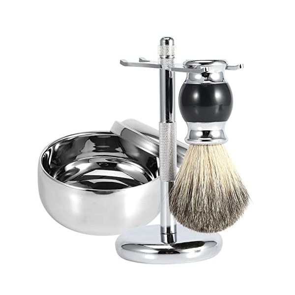 Kit DOutils de Rasage pour Hommes Avec Brosse À Cheveux en Faux Blaireau, Bol À Savon en Alliage, Cadeau pour Homme