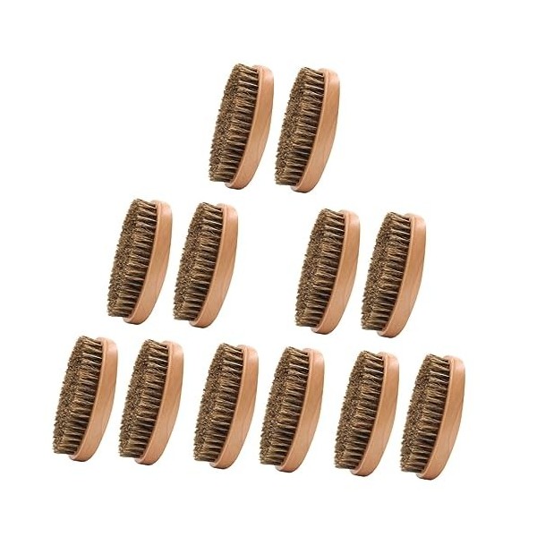 Beaupretty 12 Pièces Brosse À Barbe Peigne En Bois De Poche Kits De Brosses En Poils De Sanglier Pour Hommes Kit De Cosmétolo