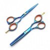 OUYOXI 5.5 pouces Blue Hair Cutting Ciseors, Sceaux d’amincissement des cheveux, Ciseaux de barbier, Ciseaux de coiffeur Cou