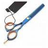 OUYOXI 5.5 pouces Blue Hair Cutting Cises, Sceaux d’amincissement des cheveux, Ciseaux de barbier, Ciseaux de coiffeur Coule