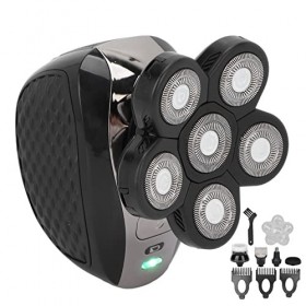 Rasoir électrique, batterie 600mAh Kit de toilettage pour rasoir à surface lisse Brosse nettoyante étanche avec 6 lames rotat