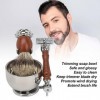 Kit Tondeuse à Barbe Manuelle avec Support en Alliage, Brosse et Bol à Savon pour Homme, Durable, Garde la Lame au Sec, Range