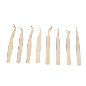 Lot de 8 Pinces à épiler pour Extensions de Cils, Pinces à épiler en Acier Inoxydable, Pinces à épiler pour Extensions de Cil