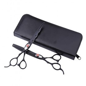 Chaomeiart Main Gauche 7.0 Pouces Coiffure Ciseaux De Coiffure Set Noir Silence Anti-Usure des Dents De Coupe Plat Dilution C