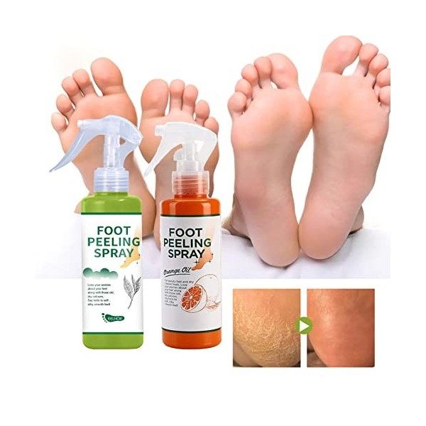 Foot Peeling Spray - Instant Foot Peeling | Foot Spa Foot Care for Peel Mask with Orange Oil and Green Tea Gel for Men and Wo