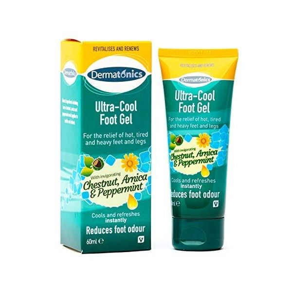 Dermatonics Ultra Cool Gel pour les pieds pour soulager les jambes et les pieds chauds, 60 ml