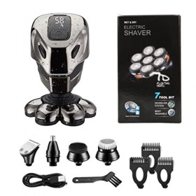 SH-RuiDu Tondeuse électrique flottante 5 en 1 pour homme chauve 7D - Kit de toilettage électrique pour homme chauve - Pour ho