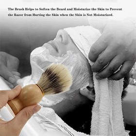 XJWWW-URG Brosses de rasage des hommes portables, brosse à barbe de beauté professionnelle avec poignée en bois, outil de bro