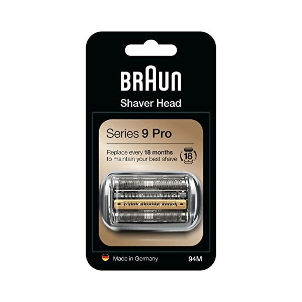 Braun Tête de rasoir électrique Series 9 Pro, pièce de rasage de rechange compatible avec le rasoir pour homme Series 9 Pro, 