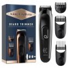 King C. Gillette Kit tondeuse à barbe sans fil, avec lames tranchantes à vie et 3 peignes interchangeables - Cadeaux pour hom