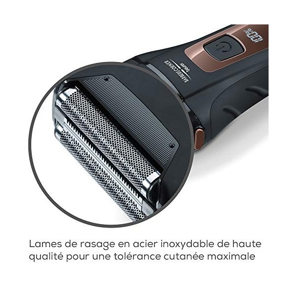 Beurer HR 7000 Rasoir électrique visage avec système de rasage triple haute qualité, tondeuse extensible, surface « Soft-Touc