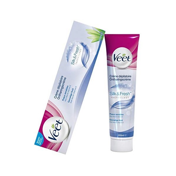 VEET Lot de 6 Crèmes Dépilatoire - Peaux Sensibles Silk and Fresh Tube de 200 ml