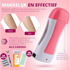 BeautyFit - Dispositif de cire 2023 PRO - Dépilateur - Épilation à rouleaux de cire - 24 lames de rasoir gratuites - Cartouch