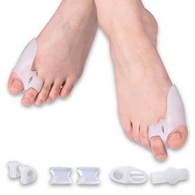 8 Pièces Correcteur DHallux Valgus, Séparateur DOrteils en Gel pour Entretoises de Gros Orteils Soulagement de la Douleur A