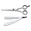 FILARMONICA Kit de Coiffure Ciseaux Professionnel 14 cm + Couteau de Coupe 24 cm pour Coiffeur Professionnel en Acier Profess