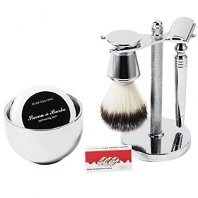 Ensemble de Rasage pour Hommes Porte-brosse de Rasoir de Sécurité Tasse de Rasage Ensemble Savon