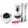 Ensemble de Rasage pour Hommes Porte-brosse de Rasoir de Sécurité Tasse de Rasage Ensemble Savon