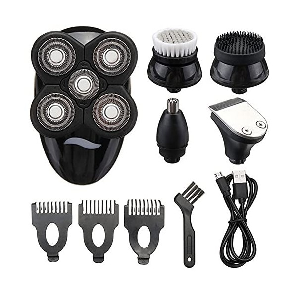 Tête chauve têtes de rasoir 5-en-1 Kit de toilettage de rasoir pour hommes Coupeurs à cinq cheveux Tondeuse à nez pour le vis