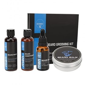 Kit de Barbe, Kit de Croissance de Barbe Hydratant Nettoyer les Follicules Pileux Soulagement Outils de Barbe avec Shampooing