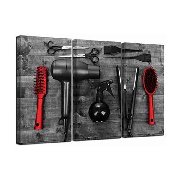 CNBPIC 3 Pcs Hair Barber Shop Ciseaux Outils Coiffure Posters Toile Salon Décoration