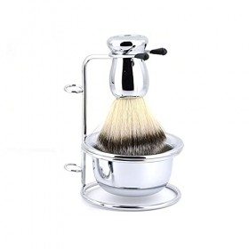 AnSafe Blaireau, Ergonomie Poids léger Prise Confortable Rasage Accessoires Mousse Savon Brosse à Barbe avec Support, Bol Co