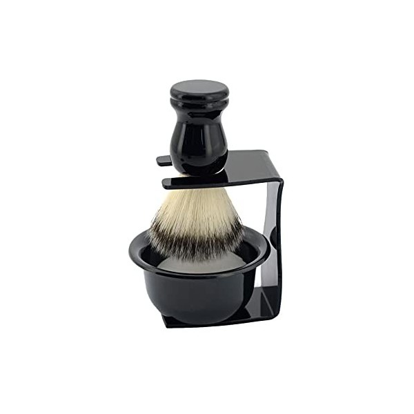 AnSafe Blaireau, Ergonomie Poids léger Prise Confortable Rasage Accessoires Mousse Savon Brosse à Barbe avec Support, Bol Co