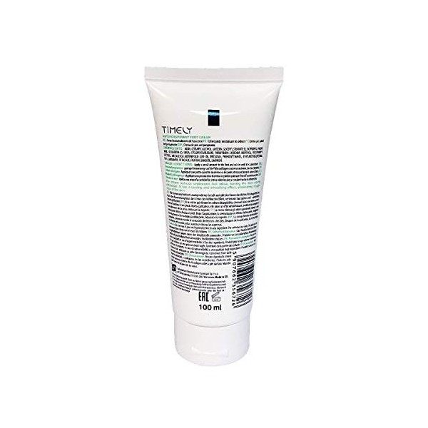 Timely - Crème rafraîchissante et anti-transpirante pour les pieds, 100 ml