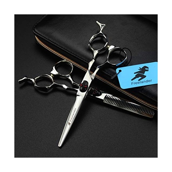 Professional 6.0 Pouces Crâne Noir Ciseaux de Coiffure+Diluant Dents Coupe de Cheveux Set Ciseaux de Haute qualité Salon de C