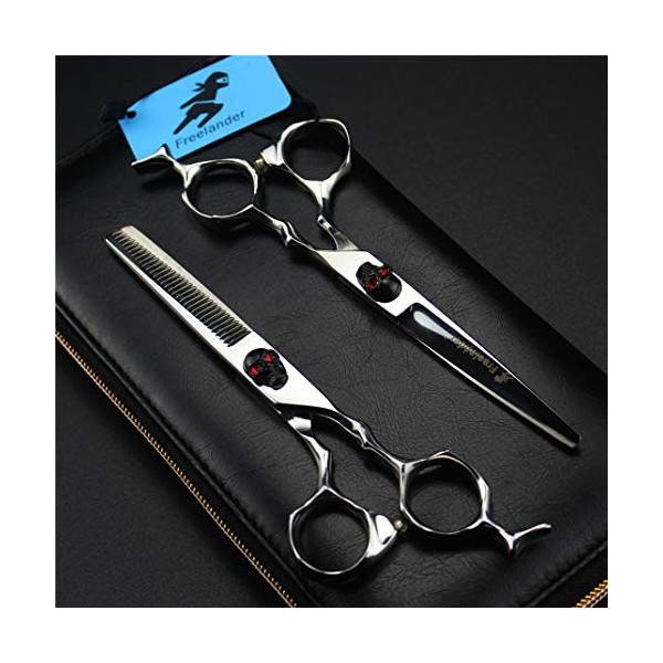 Professional 6.0 Pouces Crâne Noir Ciseaux de Coiffure+Diluant Dents Coupe de Cheveux Set Ciseaux de Haute qualité Salon de C