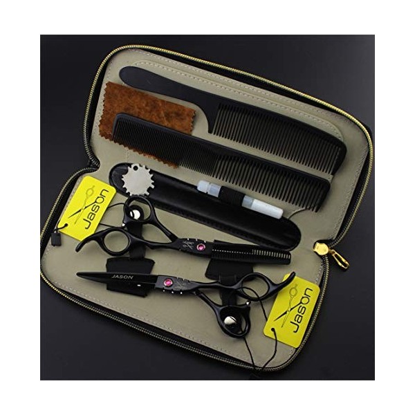 Professional 5.5,6.0 Pouces Ciseaux Noir coiffure + Diluant dents coupe de cheveux ciseaux Set haute qualité salon de coiffur