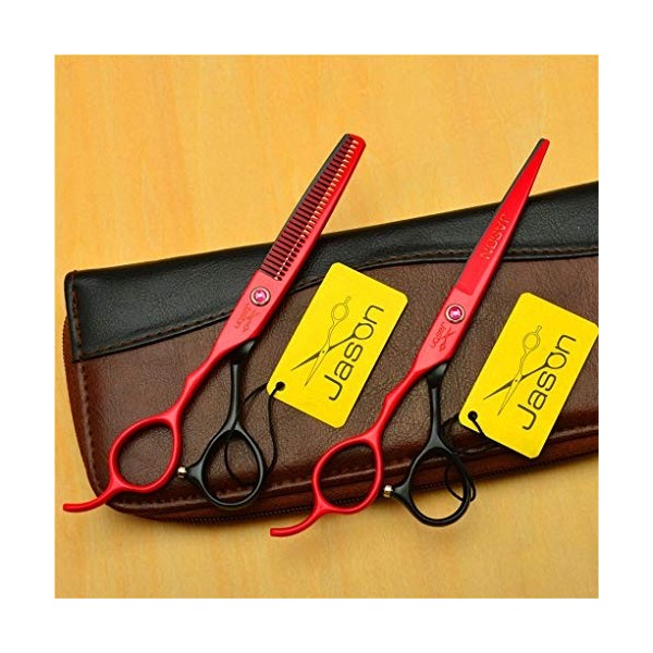 LBFXQ Japan Steel 5.5/6.0 Pouces Main Gauche Ciseaux De Coiffure Set De Précision De Haute Qualité Et Sharp avec Silencer Réd