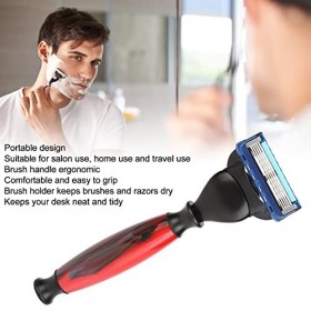 Ensemble de 3 Brosses de Rasage, Ensemble de Rasage 3 en 1 Comprenant un Rasoir à Barbe et un Support de Rasoir, un Ensemble 