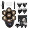 Rasoir de Tête électrique, 5 en 1 Rasoir de Tête électrique IPX7 Étanche Intelligent Lames Flottantes Kit de Toilettage pour 