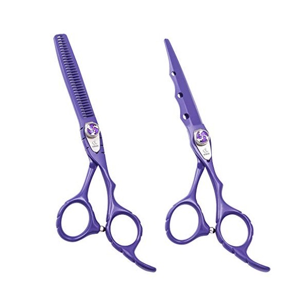 Violet Professional Hair Stylist 6.0 pouces haut de gamme Ciseaux de coiffure Whirlwind Set Barber Scissor Texture Dilution C