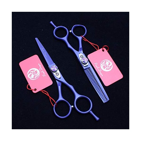 Violet -Handed Professionnel Ciseaux de Coiffure Cheveux Set Haut de Gamme 5,5 Pouces Barber effiler en Acier Inoxydable Cisa