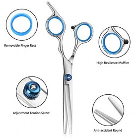 10pcs Ciseaux Coiffure Set Ciseaux cheveux Ciseaux de coiffure professionnel Kit coupe de cheveux Ciseaux avec brosse à cheve