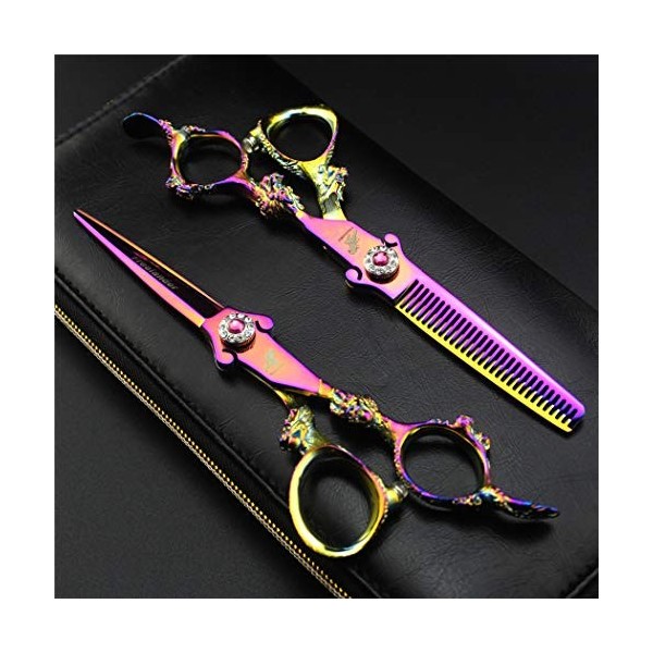 LBYB Ciseaux De Coupe De Cheveux Professionnel 6,0 Pouces Inoxydable Set en Acier, Coupant Haute Qualité Multicolor Dragon Po