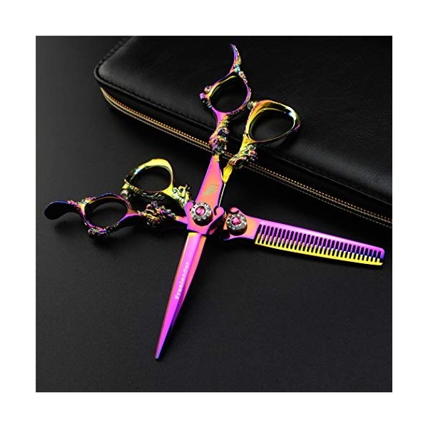 LBYB Ciseaux De Coupe De Cheveux Professionnel 6,0 Pouces Inoxydable Set en Acier, Coupant Haute Qualité Multicolor Dragon Po