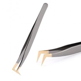 pince à épiler 100% fermé de haute qualité Premium Black-Gold EyeLashes Tweezers Conception dérapante à la main pincettes pou