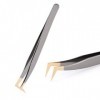 pince à épiler 100% fermé de haute qualité Premium Black-Gold EyeLashes Tweezers Conception dérapante à la main pincettes pou