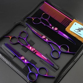 Professionnel PET Beauty ciseaux ciseaux droits ciseaux cintrés ensemble frange ciseaux fins ciseaux de coiffure,Violet