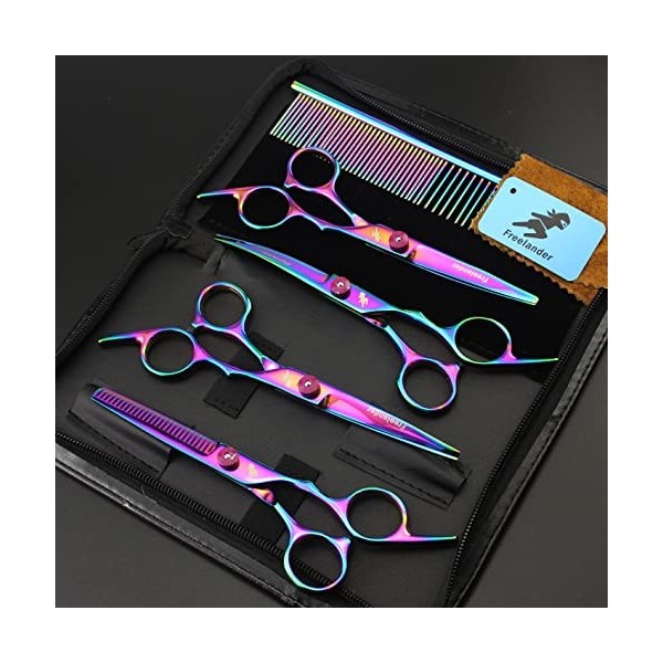 Professionnel PET Beauty ciseaux ciseaux droits ciseaux cintrés ensemble frange ciseaux fins ciseaux de coiffure,Violet