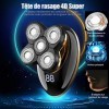 5 en 1 Rasoir électrique pour homme, IPX7 étanche Rasoir rotatif,4D flottant 5 têtes de rasage,Affichage LED,Avec tête de ras