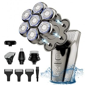 Rasoir Electriques Hommes, Rasoirs à Têtes Rotatives Ave écran LED Rasoir électrique 7 têtes Flexibles