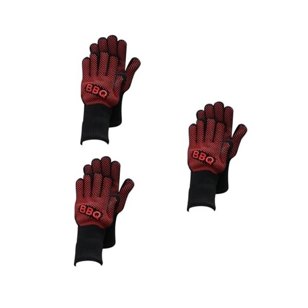 UPKOCH Paire De Gants De Cuisson 3 Pièces Mitaines De Four Golves Noires Gant en Silicone Noir Anti-Brûlure Gant De Cuisson p