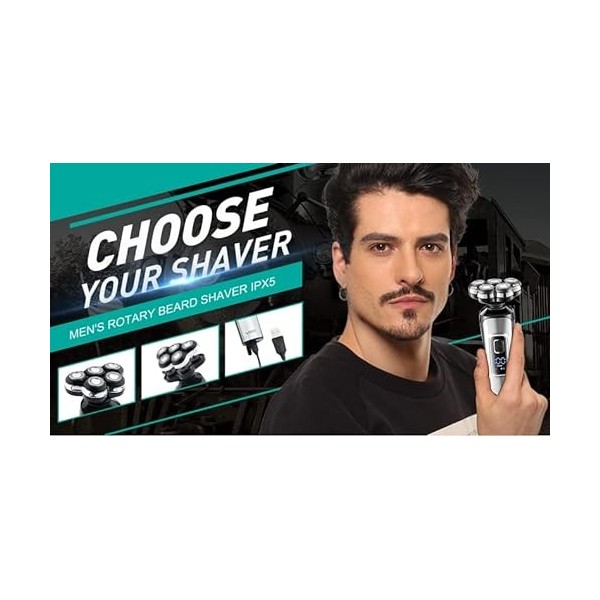 tondeuse à barbe pour hommes VGR Rasoir Électrique Professionnel Étanche Affichage numérique V-385