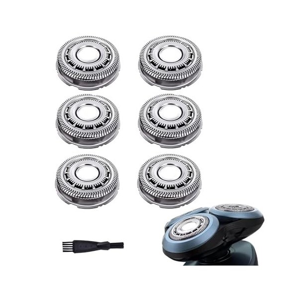 Lot de 6 lames de rechange SH60/72 compatibles avec rasoir électrique Philips Norelco Series 6000, SH60 pour rasoir S6810/82,