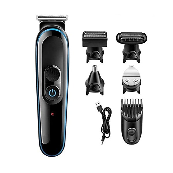 Tondeuse électrique de la Barbe Tout-en-Un Coup de Cheveux électrique 5 en 1 Tuyaux de Moustache sans Fil pour Hommes USB Kit