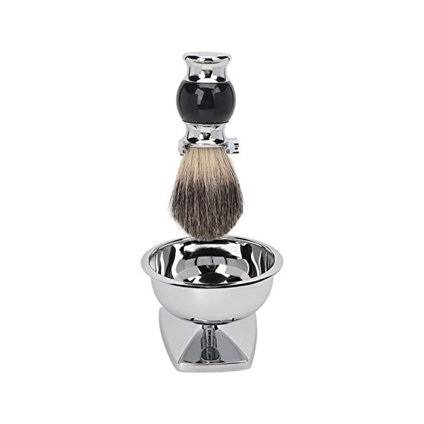 Outil de brosse à barbe à savon, Kits de brosse à barbe humide longue durée Brosse douce 4 en 1 Coupe rapide Prise confortabl