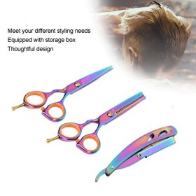 Ciseaux de coiffure en acier inoxydable, poignée ergonomique, flexible, couleur stable avec sac de rangement pour salon de be